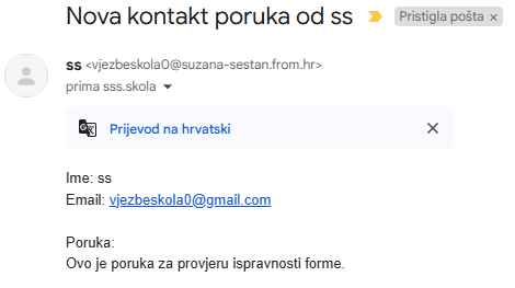 Pristigla poruka - zadani mail