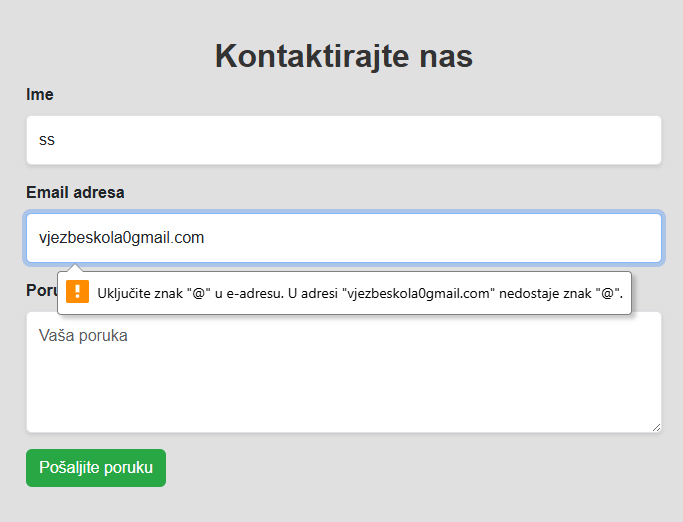 Provjera forme - ispravnosti unosa