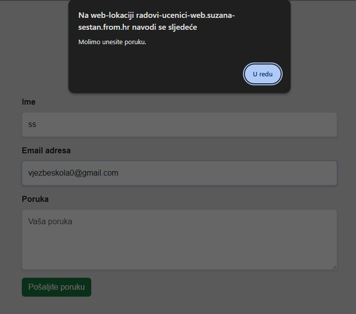 Provjera forme - prazna polja