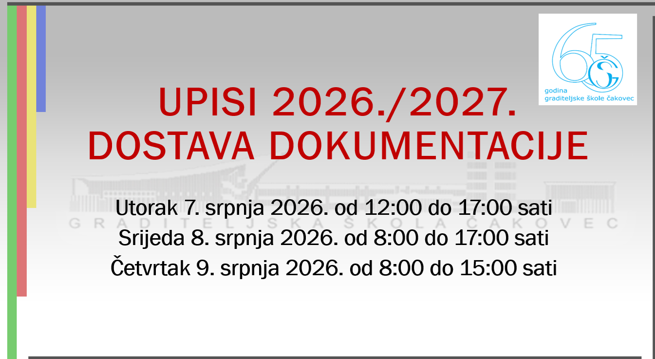 Dostava dokumentacije – ljetni upisni rok za šk. god. 2026./2027.