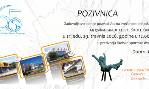 Obilježavanje 65 godina Graditeljske škole Čakovec – pozivnica