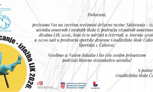 Natjecanje – izložba učenika osnovnih i srednjih škola iz područja vizualnih umjetnosti i dizajna LIK 2026.