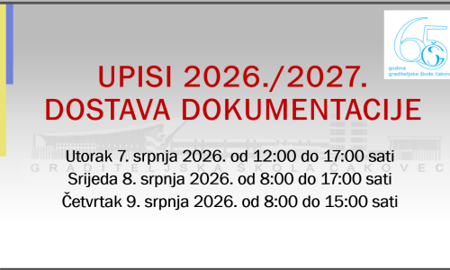 Dostava dokumentacije – ljetni upisni rok za šk. god. 2026./2027.