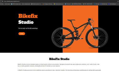One page dizajn “BikeFix Studio” –	dizajn i CMS