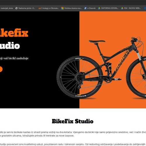 One page dizajn “BikeFix Studio” –	dizajn i CMS
